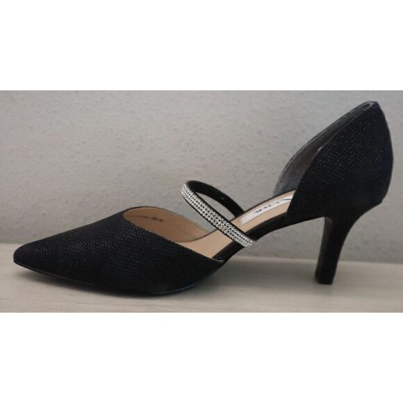 Nina Women Sz 6M Black Textured Metallic Brystol Mid-Heel D'Orsay Pumps - Picture 4 of 10